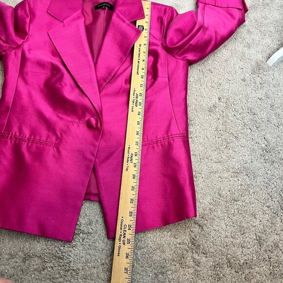 Talbots Blazer Jacket Size 8 One Button 3/4 Sleeve Silk Blend Fuchsia Pink - Picture 10 of 10